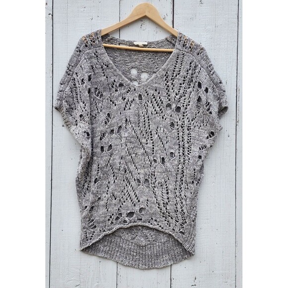 Eileen Fisher Sweaters - Eileen Fisher Women's Grey Open Knit Cotton Blend Relaxed Sweater Top Shirt Sz S